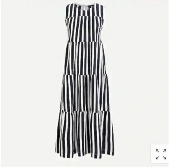 J. Crew Dresses & Skirts - J. Crew Navy And White Striped Tiered Midi Dress